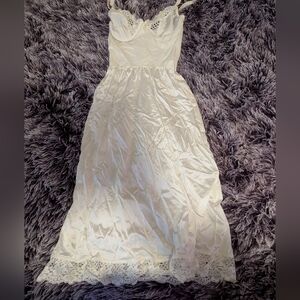 vintage white satin and lace slip dress